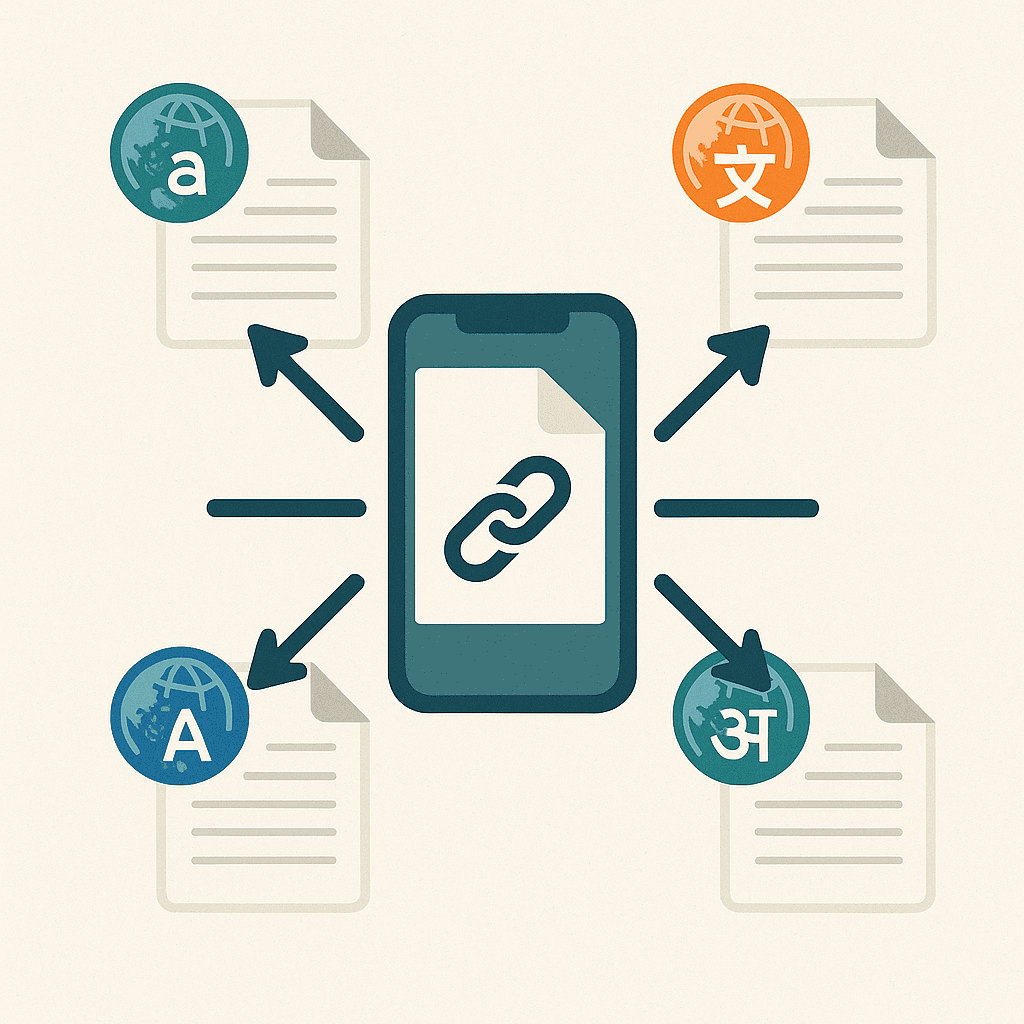 Mobile Device Linking to Multilingual Document Translations